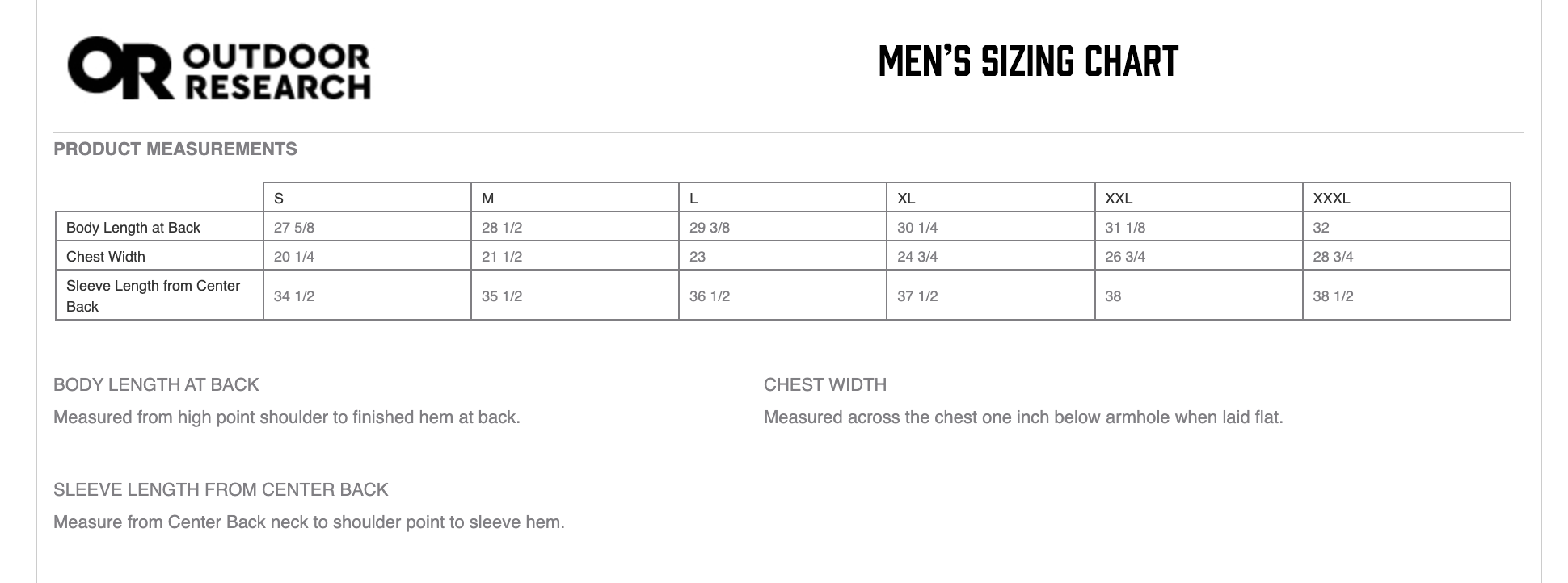 Size Chart